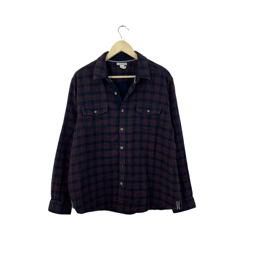 Carbon2Cobalt Large Button Flannel Shirt Long Sleeve Double Layer Mens